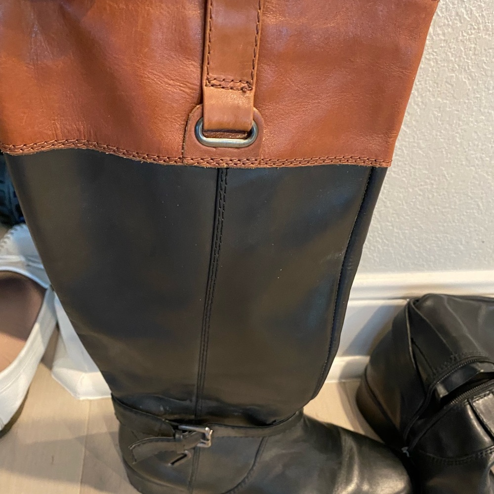 Black leather riding boots
